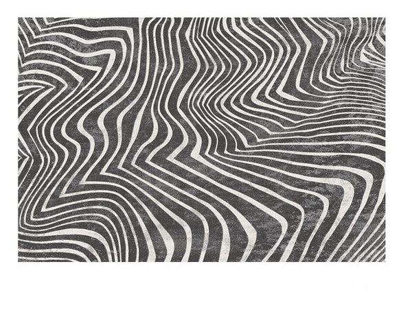 Abstract Contemporary Rugs for Bedroom, Black Stripe Area Rugs under Sofa, Mid Century Area Rugs for Living Room, Modern Carpets for Office, Dining Room Floor Rugs-Silvia Home Craft