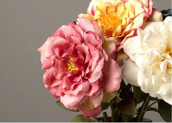 Rose Flower Arrangement, Silk Flower Centerpiece, Artificial Flower Decor, Wedding Decor, Faux Flower-Silvia Home Craft