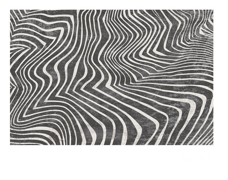 Mid Century Area Rugs for Living Room, Black Stripe Area Rugs under Sofa, Abstract Contemporary Rugs for Bedroom, Modern Carpets for Office, Dining Room Floor Rugs-Silvia Home Craft