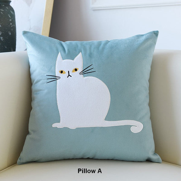 Lovely Cat Pillow Covers for Kid's Room, Modern Sofa Decorative Pillows, Cat Decorative Throw Pillows for Couch, Modern Decorative Throw Pillows-Silvia Home Craft