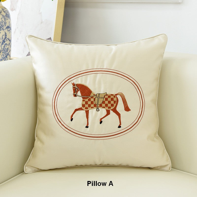 Horse Decorative Throw Pillows for Couch, Modern Decorative Throw Pillows, Embroider Horse Pillow Covers, Modern Sofa Decorative Pillows-Silvia Home Craft