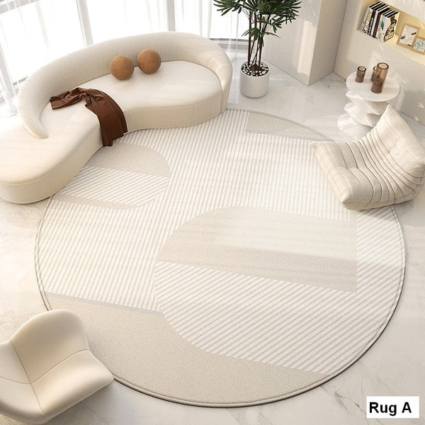 Round Modern Rugs for Living Room, Contemporary Modern Area Rugs for Bedroom, Geometric Round Rugs for Dining Room, Circular Modern Rugs under Chairs-Silvia Home Craft