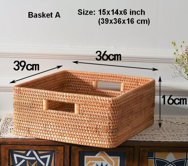 Laundry Storage Baskets, Rattan Storage Baskets for Kitchen, Storage Basket for Shelves, Kitchen Storage Basket, Storage Baskets for Bathroom-Silvia Home Craft