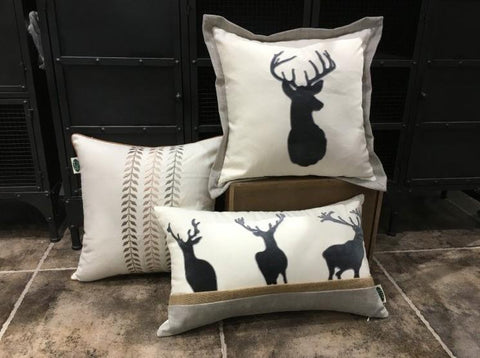 Embroider Elk Cotton Pillow Cover, Decorative Throw Pillow, Sofa Pillows, Home Decor-Silvia Home Craft