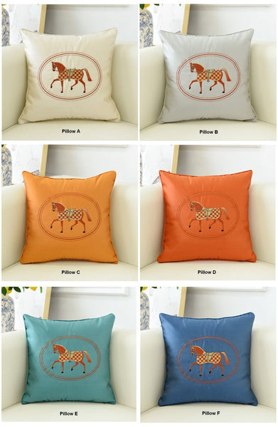 Horse Decorative Throw Pillows for Couch, Modern Decorative Throw Pillows, Embroider Horse Pillow Covers, Modern Sofa Decorative Pillows-Silvia Home Craft