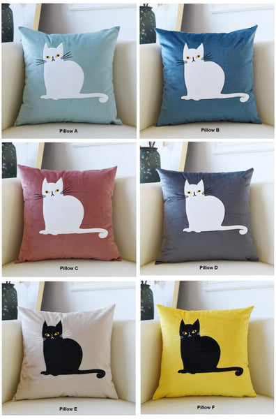 Modern Decorative Throw Pillows, Lovely Cat Pillow Covers for Kid's Room, Modern Sofa Decorative Pillows, Cat Decorative Throw Pillows for Couch-Silvia Home Craft