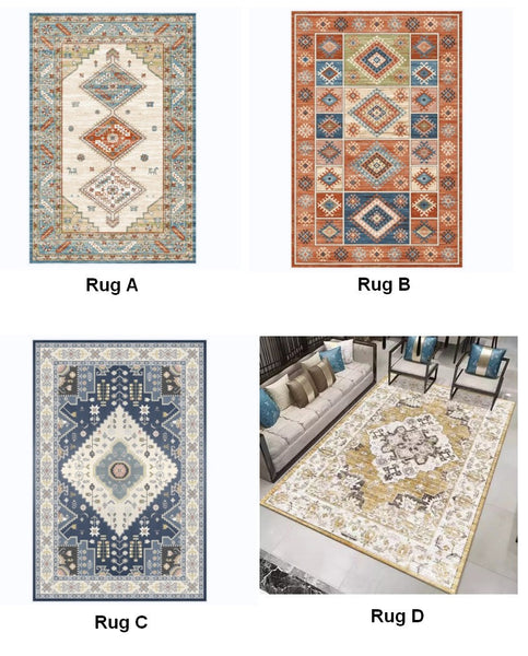 Vintage Area Rugs for Dining Room, Morocco Area Rugs for Living Room, Traditional Persain Rugs for Bedroom, Traditional Colorful Persian Rugs-Silvia Home Craft