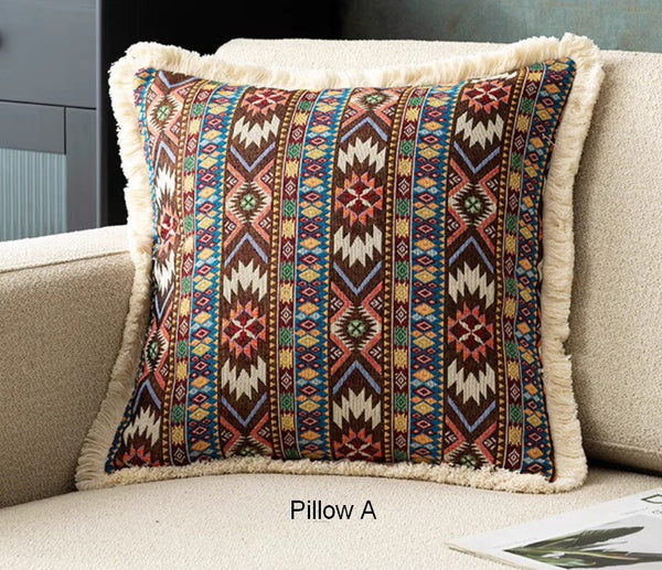 Bedroom Decorative Throw Pillows, Bohemian Decorative Sofa Pillows for Living Room, Extra Large Modern Geometric Pillows, Oriental Throw Pillow for Couch-Silvia Home Craft