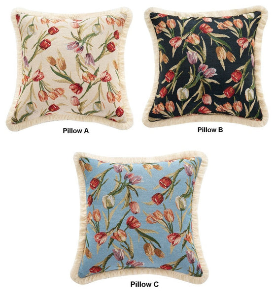 Tulip Flower Pillow Covers, Large Flower Decorative Pillows for Bedroom, Decorative Sofa Pillows for Couch, Farmhouse Decorative Pillows-Silvia Home Craft