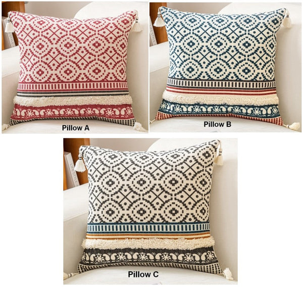 Modern Square Pillows for Couch, Contemporary Pillow Covers, Oriental Decorative Throw Pillows for Bedroom, Bohemian Decorative Sofa Pillows-Silvia Home Craft