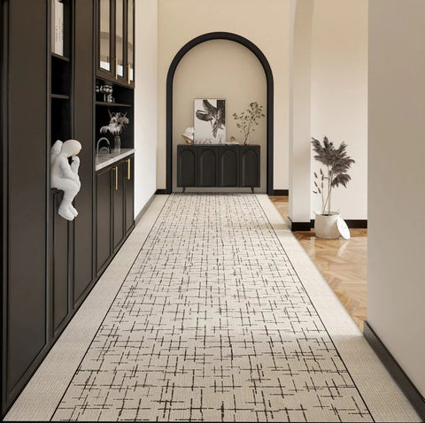 Contemporary Modern Long Hallway Runners, Easy Care Long Narrow Runner Rugs, Washable Entryway Runner Rug Ideas, Kitchen Runner Rugs, Entrance Hallway Runners-Silvia Home Craft