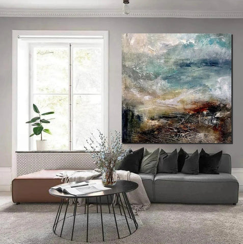 Modern Contemporary Abstract Artwork, Extra Large Wall Art Paintings, Acrylic Painting for Dining Room, Palette Knife Painting, Heavy Texutre Wall Art-Silvia Home Craft