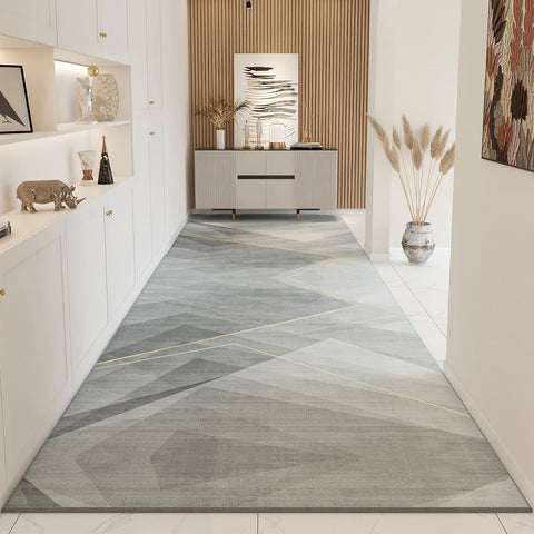 Geometric Modern Long Narrow Runner Rugs, Stain-resistant Non Slip Kitchen Runner Rugs, Washable Entrance Hallway Runners, Extra Long Narrow Hallway Runners, Entryway Runner Rug Ideas-Silvia Home Craft