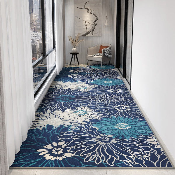 Entrance Hallway Runners, Extra Long Narrow Blue Runner Rugs, Washable Kitchen Runner Rugs, Modern Long Hallway Runners, Contemporary Entryway Runner Rug Ideas-Silvia Home Craft