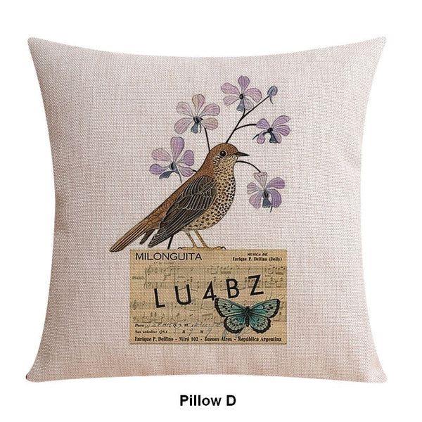 Modern Sofa Decorative Pillows for Children's Room, Singing Birds Decorative Throw Pillows, Love Birds Throw Pillows for Couch, Decorative Pillow Covers-Silvia Home Craft