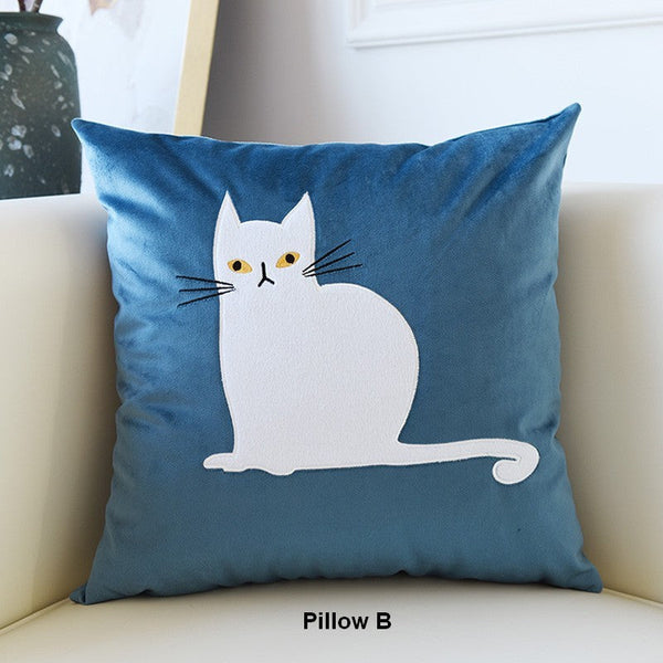 Modern Decorative Throw Pillows, Lovely Cat Pillow Covers for Kid's Room, Modern Sofa Decorative Pillows, Cat Decorative Throw Pillows for Couch-Silvia Home Craft