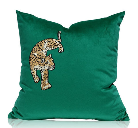 Modern Sofa Pillows, Green Decorative Pillows for Living Room, Contemporary Throw Pillows, Cheetah Decorative Cushion-Silvia Home Craft