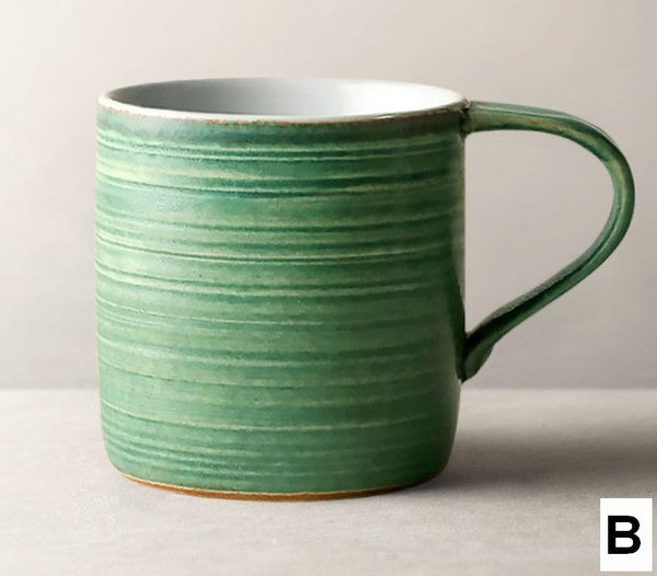 Blue Green Black Ceramic Coffee Mugs, Creative Handmade Coffee Mugs, Large Modern Handmade Pottery Coffee Cup, Large Capacity Coffee Mugs-Silvia Home Craft