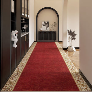 Traditional Red Persian Long Narrow Runner Rugs, Extra Long Hallway Runners, Non Slip Entrance Runner Rugs, Washable Entryway Runner Rug Ideas, Kitchen Runner Rugs-Silvia Home Craft