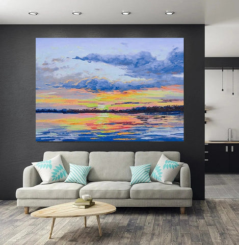 Abstract Landscape Paintings, Heavy Texture Painting, Hand Painted Wall Art, Contemporary Wall Art Paintings, Simple Modern Paintings for Living Room-Silvia Home Craft