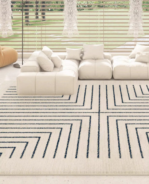 Runner Rugs Next to Bed, Contemporary Rugs for Living Room, Bathroom Runner Rugs, Bohemian Stripe Floor Carpets, Large Modern Rugs for Dining Room-Silvia Home Craft