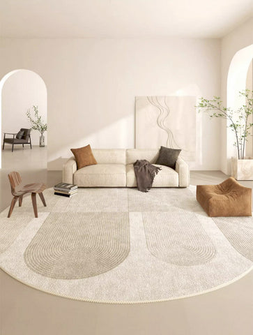 Contemporary Area Rugs, Abstract Modern Area Rugs under Coffee Table, Round Area Rugs, Modern Rugs in Bedroom, Dining Room Area Rug-Silvia Home Craft