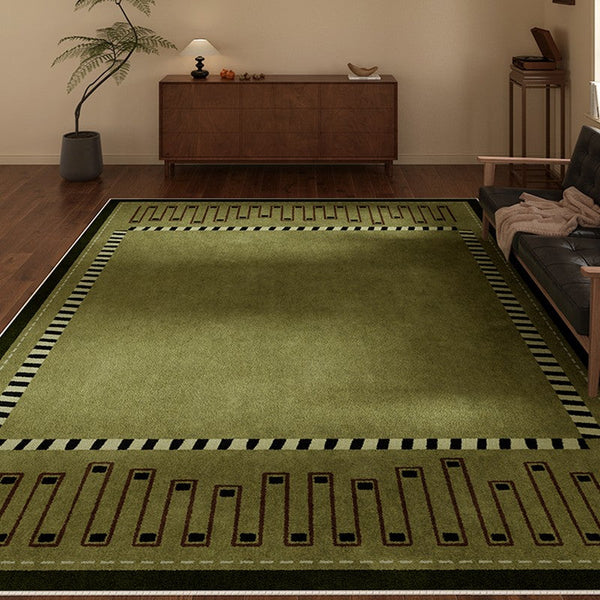 Dining Room Floor Carpets, Large Modern Rugs in Living Room, Green Contemporary Rugs for Bedroom, Mid Century Modern Rugs under Sofa-Silvia Home Craft