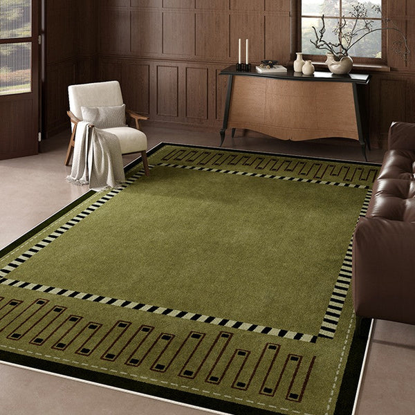 Dining Room Floor Carpets, Large Modern Rugs in Living Room, Green Contemporary Rugs for Bedroom, Mid Century Modern Rugs under Sofa-Silvia Home Craft