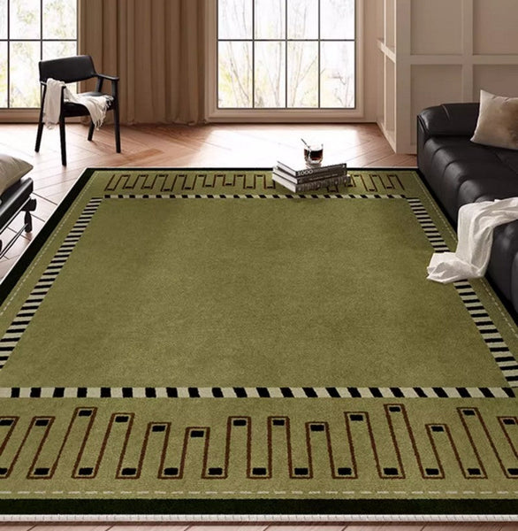 Dining Room Floor Carpets, Large Modern Rugs in Living Room, Green Contemporary Rugs for Bedroom, Mid Century Modern Rugs under Sofa-Silvia Home Craft