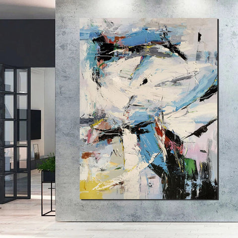 Bedroom Modern Wall Art Paintings, Palette Knife Paintings, Acrylic Paintings on Canvas, Large Paintings Behind Sofa, Abstract Painting for Living Room-Silvia Home Craft