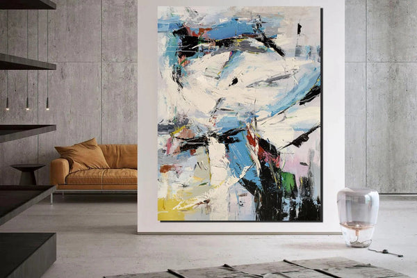 Bedroom Modern Wall Art Paintings, Palette Knife Paintings, Acrylic Paintings on Canvas, Large Paintings Behind Sofa, Abstract Painting for Living Room-Silvia Home Craft