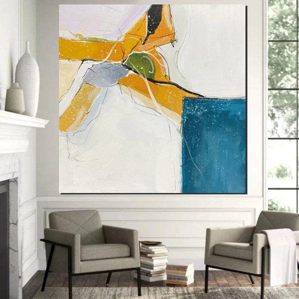 Bedroom Wall Art Paintings, Contemporary Wall Art Paintings, Acrylic Paintings for Living Room, Large Simple Modern Art, Abstract Acrylic Painting-Silvia Home Craft