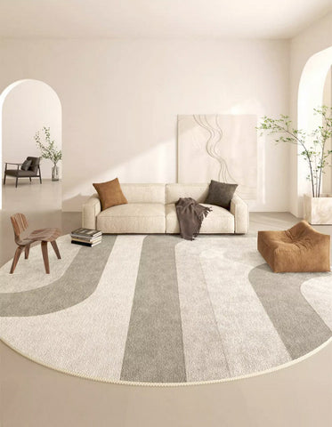 Geometric Modern Round Rugs, Circular Modern Rugs under Coffee Table, Contemporary Modern Rugs for Dining Room, Contemporary Round Rugs for Living Room-Silvia Home Craft