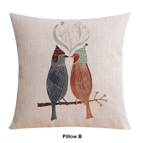 Large Decorative Pillow Covers, Decorative Sofa Pillows for Children's Room, Love Birds Throw Pillows for Couch, Singing Birds Decorative Throw Pillows-Silvia Home Craft