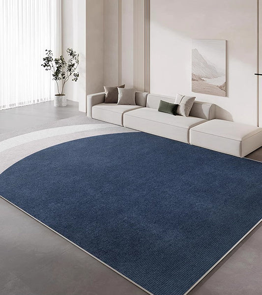 Abstract Blue Contemporary Modern Rugs in Bedroom, Dining Room Floor Carpets, Large Modern Living Room Rugs, Geometric Modern Area Rugs-Silvia Home Craft