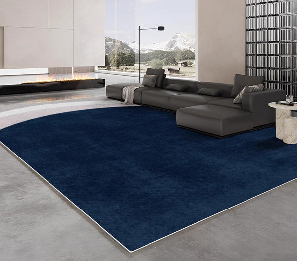 Abstract Blue Contemporary Modern Rugs in Bedroom, Dining Room Floor Carpets, Large Modern Living Room Rugs, Geometric Modern Area Rugs-Silvia Home Craft