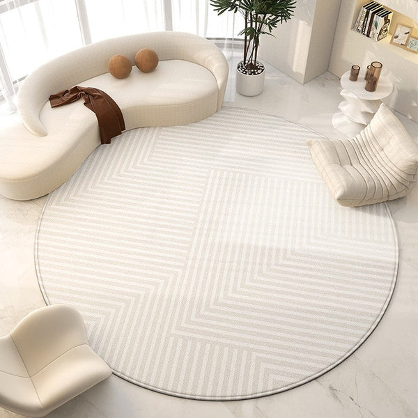 Abstract Modern Area Rugs for Bedroom, Circular Modern Rugs under Chairs, Geometric Round Rugs for Dining Room, Contemporary Modern Rug for Living Room-Silvia Home Craft