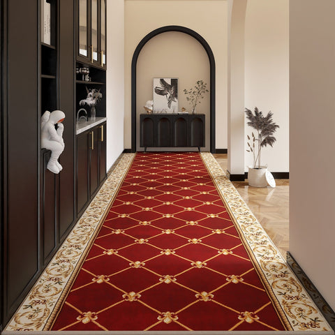 Non Slip Entrance Runner Rugs, Traditional Red Persian Long Narrow Runner Rugs, Extra Long Hallway Runners, Washable Entryway Runner Rug Ideas, Kitchen Runner Rugs-Silvia Home Craft