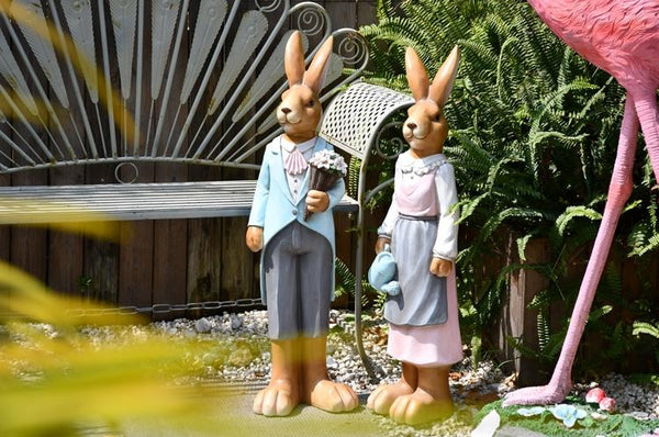 Extra Large Rabbit Couple Statue, Rabbit Statues, Animal Statue for Garden Ornament, Villa Courtyard Decor, Outdoor Decoration, Garden Ideas-Silvia Home Craft