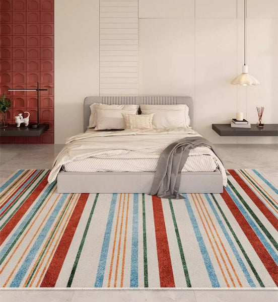 Colorful Modern Rugs under Dining Room Table, Abstract Area Rugs for Living Room, Modern Carpets for Kitchen, Geometric Contemporary Modern Rugs Next to Bed-Silvia Home Craft