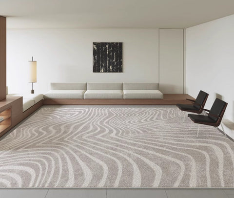 Modern Carpets for Office, Dining Room Floor Rugs, Stripe Area Rugs under Sofa, Mid Century Area Rugs for Living Room, Abstract Contemporary Rugs for Bedroom-Silvia Home Craft