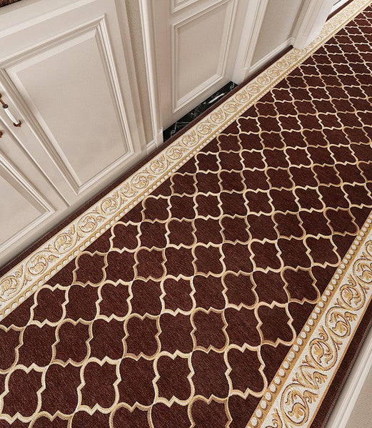 Stain-resistant Non Slip Kitchen Runner Rugs, Entryway Brown Runner Rugs, Modern Long Hallway Runners, Extra Long Narrow Runner Rugs, Entrance Hallway Runners, Hallway Runners-Silvia Home Craft