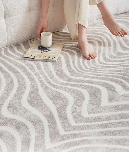 Stripe Area Rugs under Sofa, Modern Carpets for Office, Dining Room Floor Rugs, Mid Century Area Rugs for Living Room, Abstract Contemporary Rugs for Bedroom-Silvia Home Craft