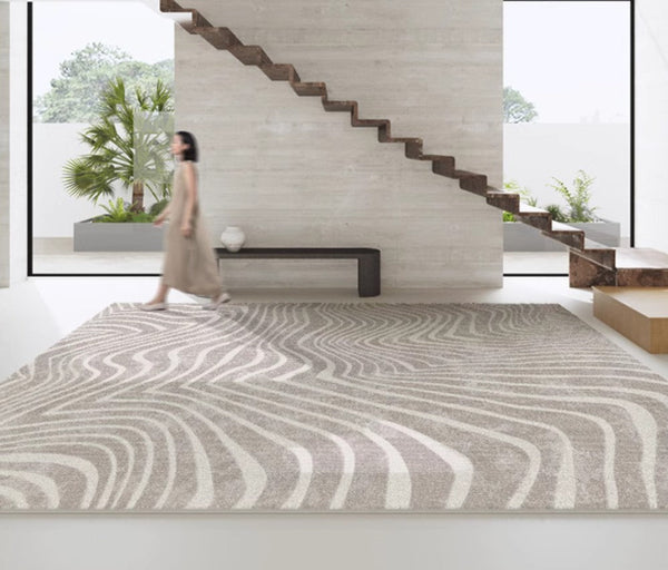 Stripe Area Rugs under Sofa, Modern Carpets for Office, Dining Room Floor Rugs, Mid Century Area Rugs for Living Room, Abstract Contemporary Rugs for Bedroom-Silvia Home Craft