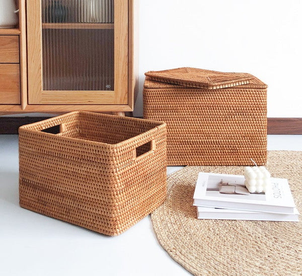 Storage Basket with Lid, Storage Baskets for Toys, Rectangular Storage Basket for Shelves, Storage Baskets for Bathroom, Storage Baskets for Clothes-Silvia Home Craft