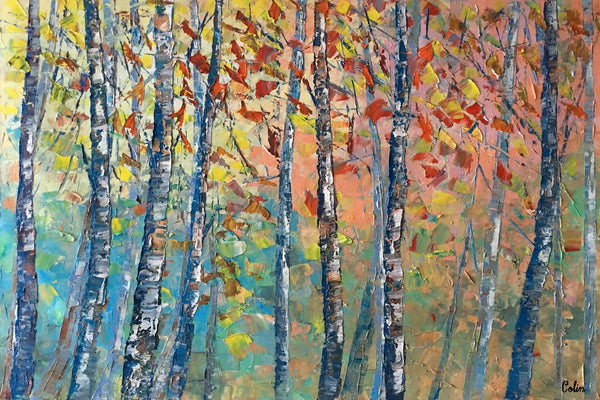 Birch Tree Painting, Landscape Painting, Original Wall Art, Canvas Art, Custom Large Oil Painting-Silvia Home Craft