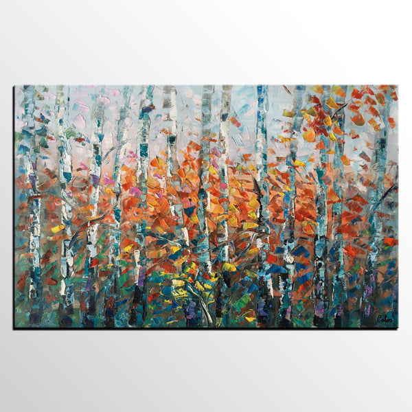 Birch Tree Wall Art, Custom Artwork, Art on Canvas, Living Room Wall Art, Ready to Hang-Silvia Home Craft