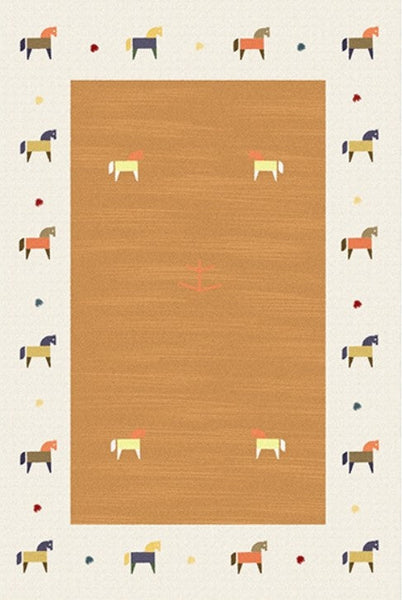 Cartoon Modern Rugs for Bedroom, Lovely Horse Area Rugs for Children Room, Geometric Modern Rugs, Modern Rugs for Living Room-Silvia Home Craft