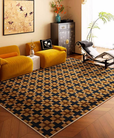 Abstract Modern Rugs for Living Room, Modern Rugs under Dining Room Table, Mid Century Geometric Carpets, Contemporary Modern Rugs Next to Bed-Silvia Home Craft