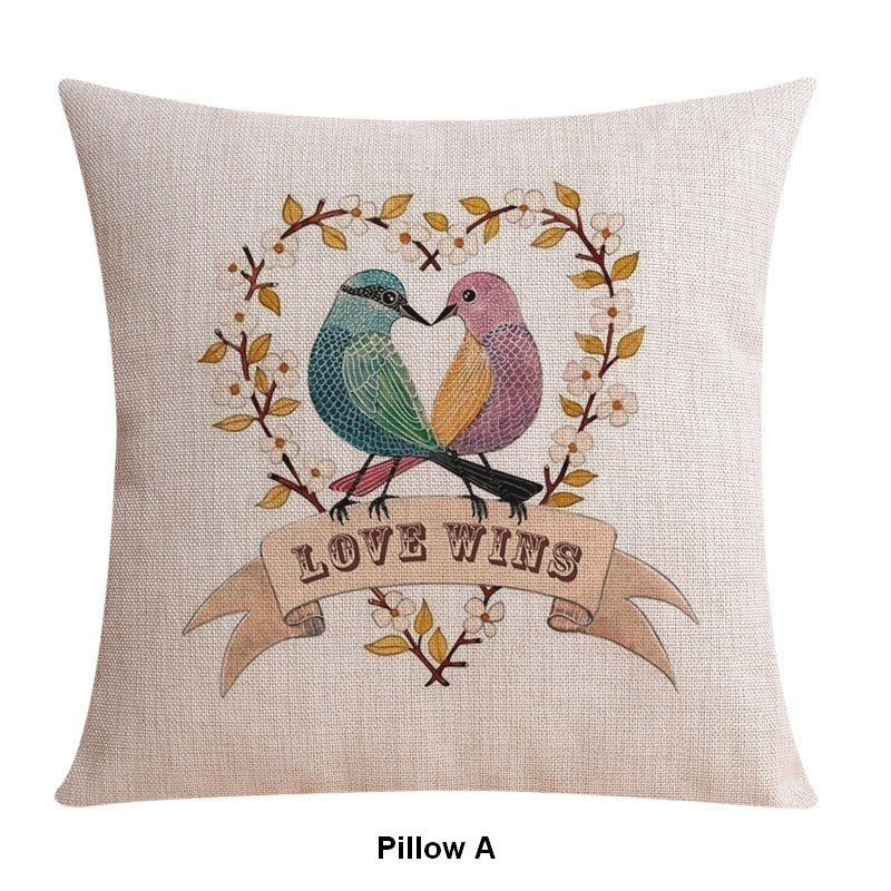 Singing Birds Decorative Throw Pillows, Love Birds Throw Pillows for Couch, Modern Sofa Decorative Pillows for Children's Room, Decorative Pillow Covers-Silvia Home Craft